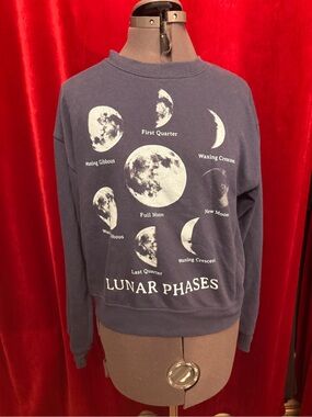 Modern Lux Navy Blue Lunar Phases Crewneck Sweater